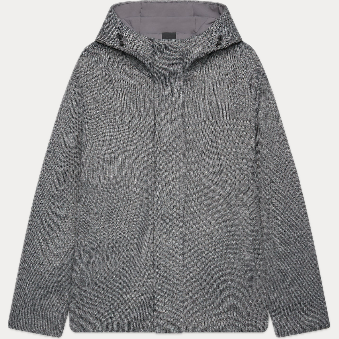 UNITY - GIACCA UOMO GRIGIA CON CAPPUCCIO IN TESSUTO TRICOTECH