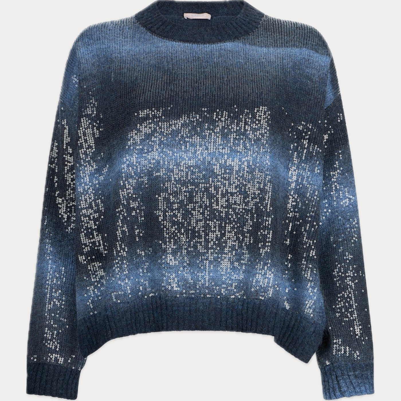 LIUJO - MAGLIA DONNA BLU GIROCOLLO CON PAILLETTES