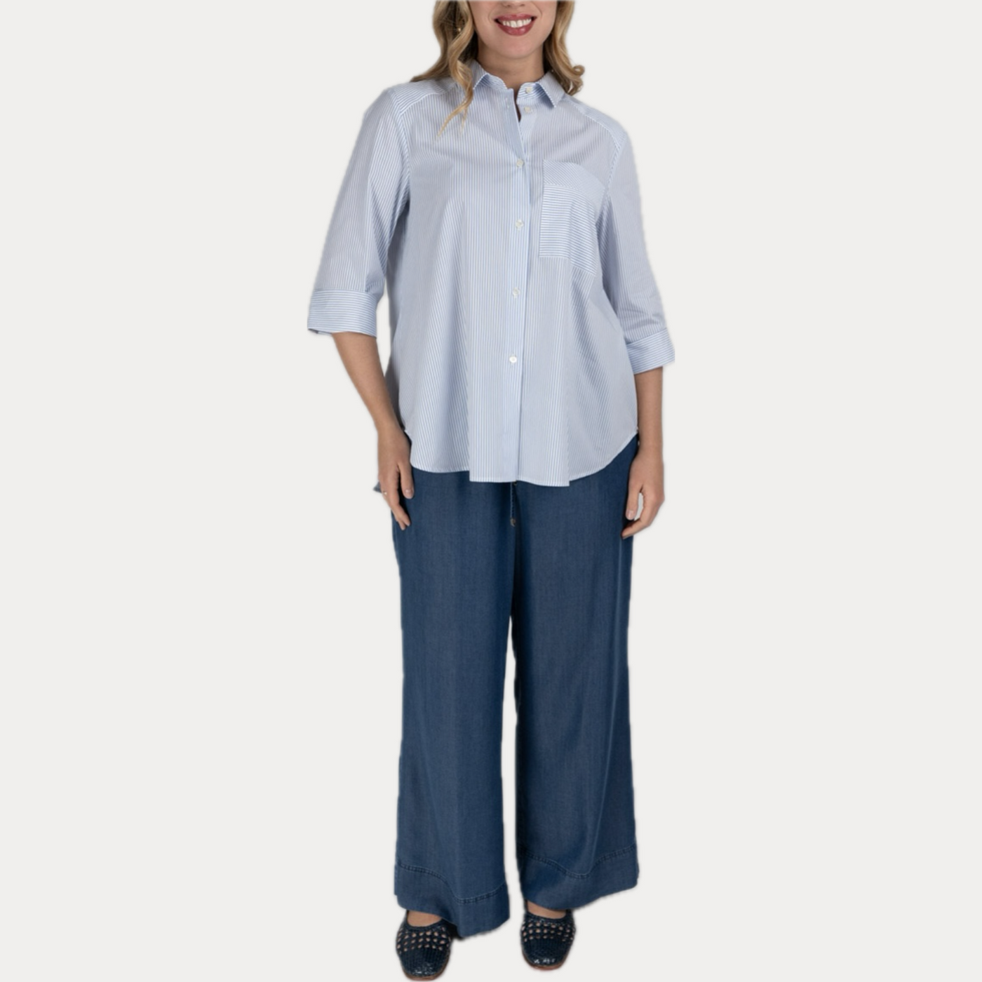 GAIA LIFE - CAMICIA DONNA A RIGHE IN COTONE