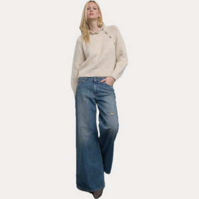 SOALLURE - JEANS DONNA RELAXED FIT A VITA BASSA CON ELASTICO