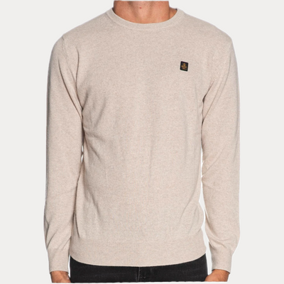 REFRIGIWEAR - PULLOVER UOMO BEIGE MELANGE MISTO CASHMERE