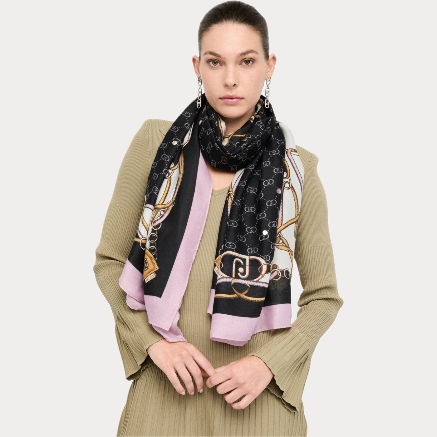 LIUJO - SCIARPA DONNA CON STAMPA GRAFICA E LOGO