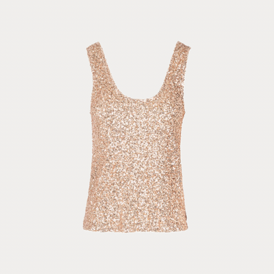 SOALLURE - TOP DONNA ORO CON PAILLETTES