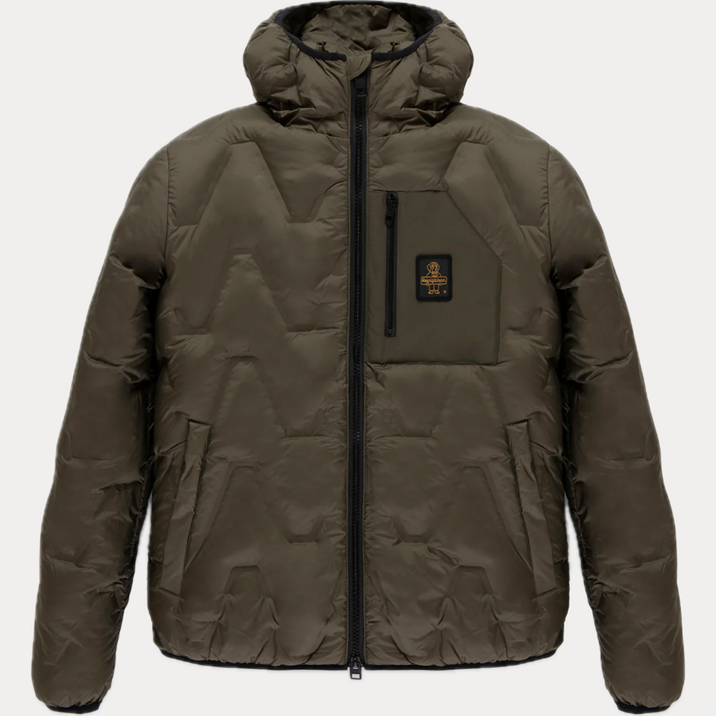 REFRIGWEAR - PIUMINO UOMO VERDE CON CAPPUCCIO REGOLABILE