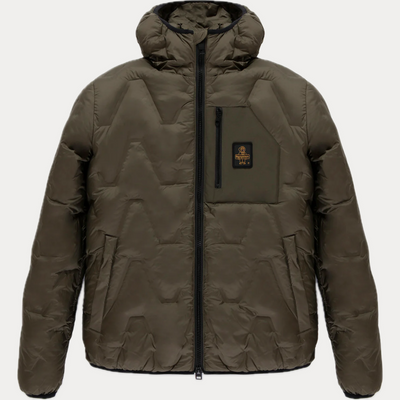 REFRIGWEAR - PIUMINO UOMO VERDE CON CAPPUCCIO REGOLABILE