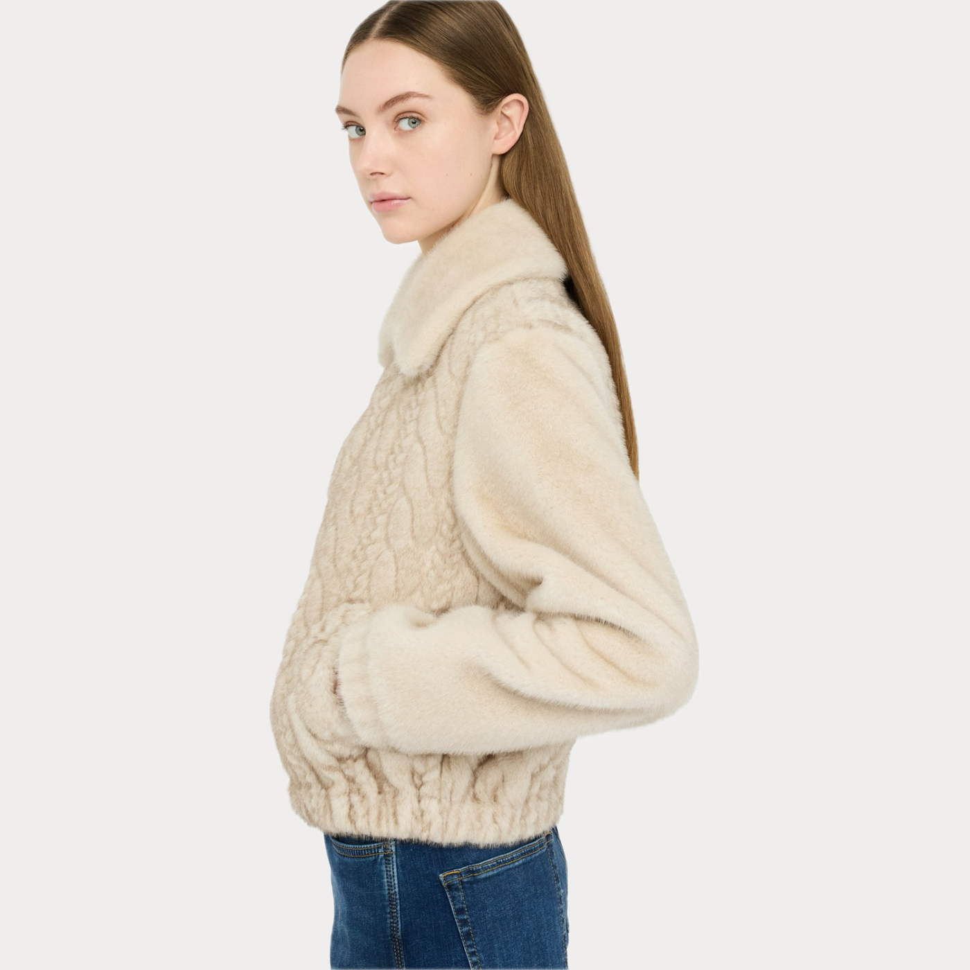 LIUJO - BOMBER DONNA PANNA IN ECOPELLICCIA CON TRECCE