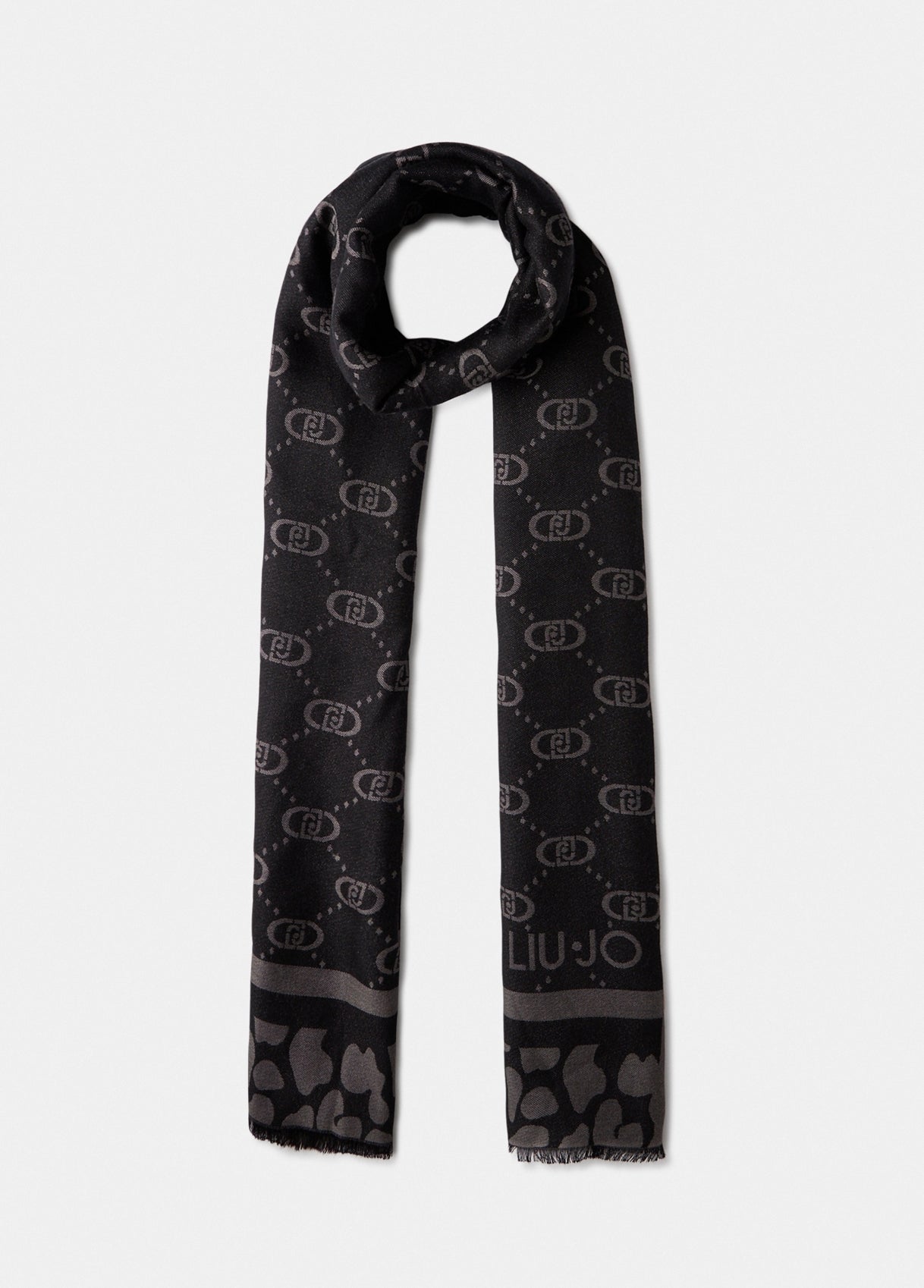 LIUJO - STOLA DONNA NERO CON LOGO