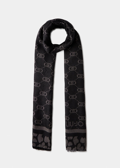 LIUJO - STOLA DONNA NERO CON LOGO