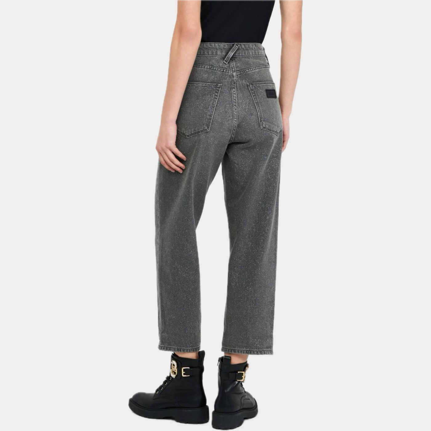 LIUJO - JEANS DONNA GRIGIO DRITTO CON GLITTER