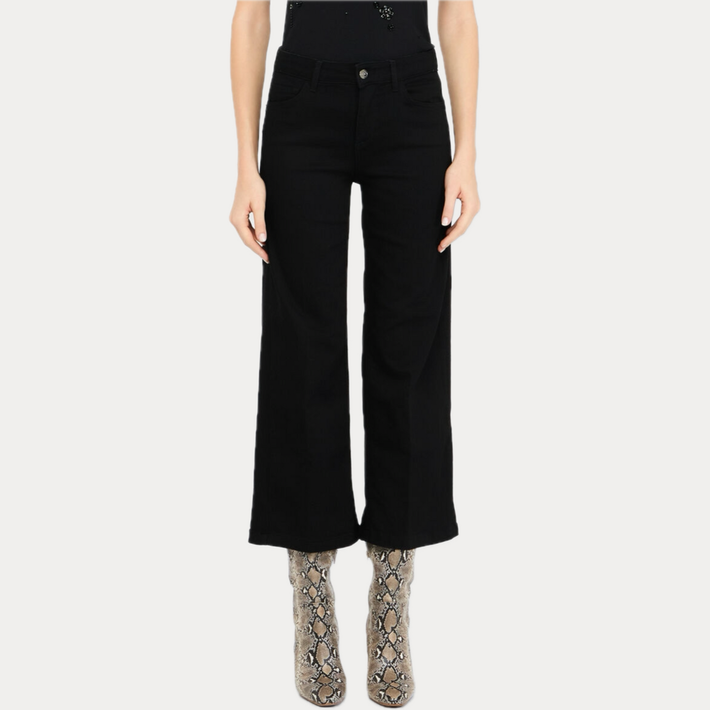 LIUJO - JEANS DONNA NERO FLARE CROPPED