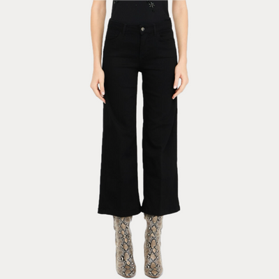 LIUJO - JEANS DONNA NERO FLARE CROPPED