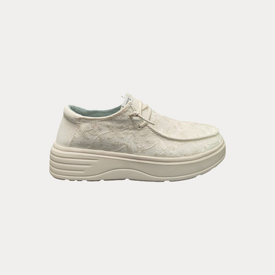 PITAS - SCARPA DONNA BIANCA IN COTONE E PIZZO