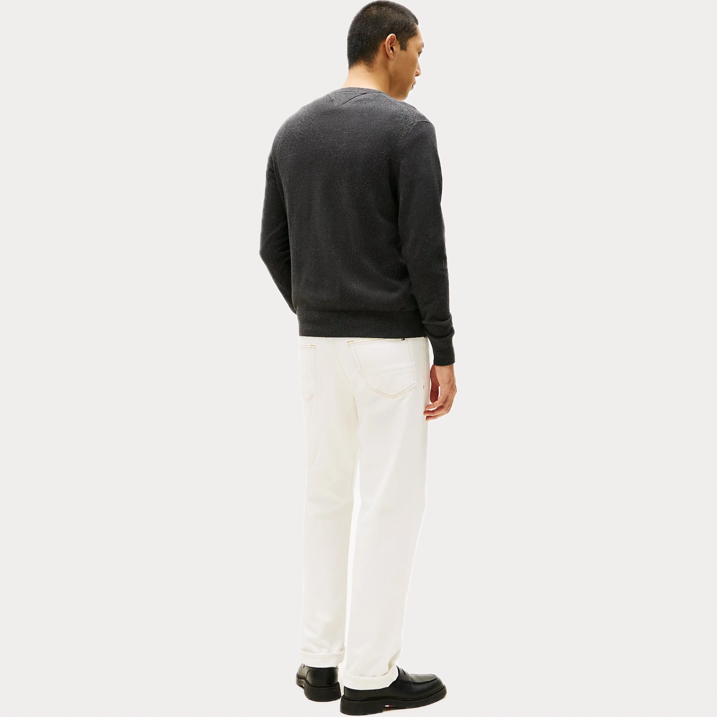 TOMMY HILFIGER - MAGLIA UOMO GRIGIO GIROCOLLO IN MISTO CASHMERE