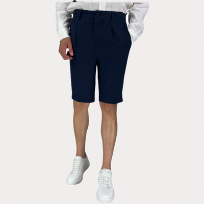 MARK UP - BERMUDA UOMO IN MISTO LINO BLUE CON COULISSE