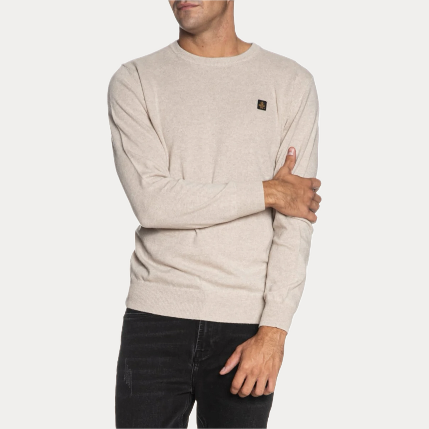 REFRIGIWEAR - PULLOVER UOMO BEIGE MELANGE MISTO CASHMERE