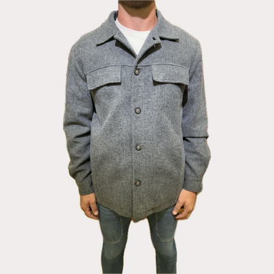 RENAVINE - GIACCA OVERSHIRT UOMO GRIGIA IN MISTO LANA