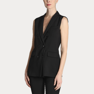 EMME MARELLA - COMPLETO DONNA NERO IN CREPE CON GILET