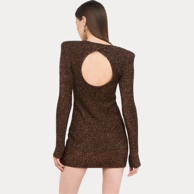 LIUJO - ABITO DONNA RUGGINE IN MAGLIA CON SPALLINE IMBOTTITE