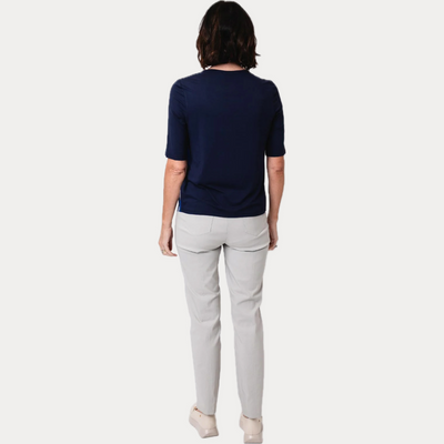 BARBARA LEBEK - MAGLIA BLU DONNA CON FANTASIA GEOMETRICA