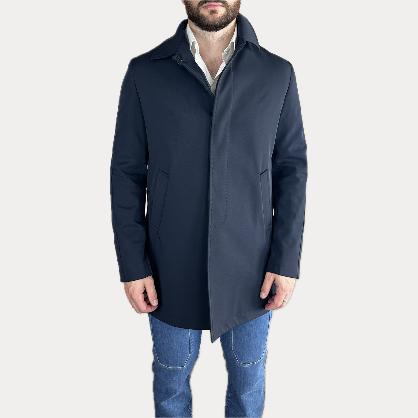 ALESSANDRO GILLES - TRENCH UOMO TINTA UNITA BLU