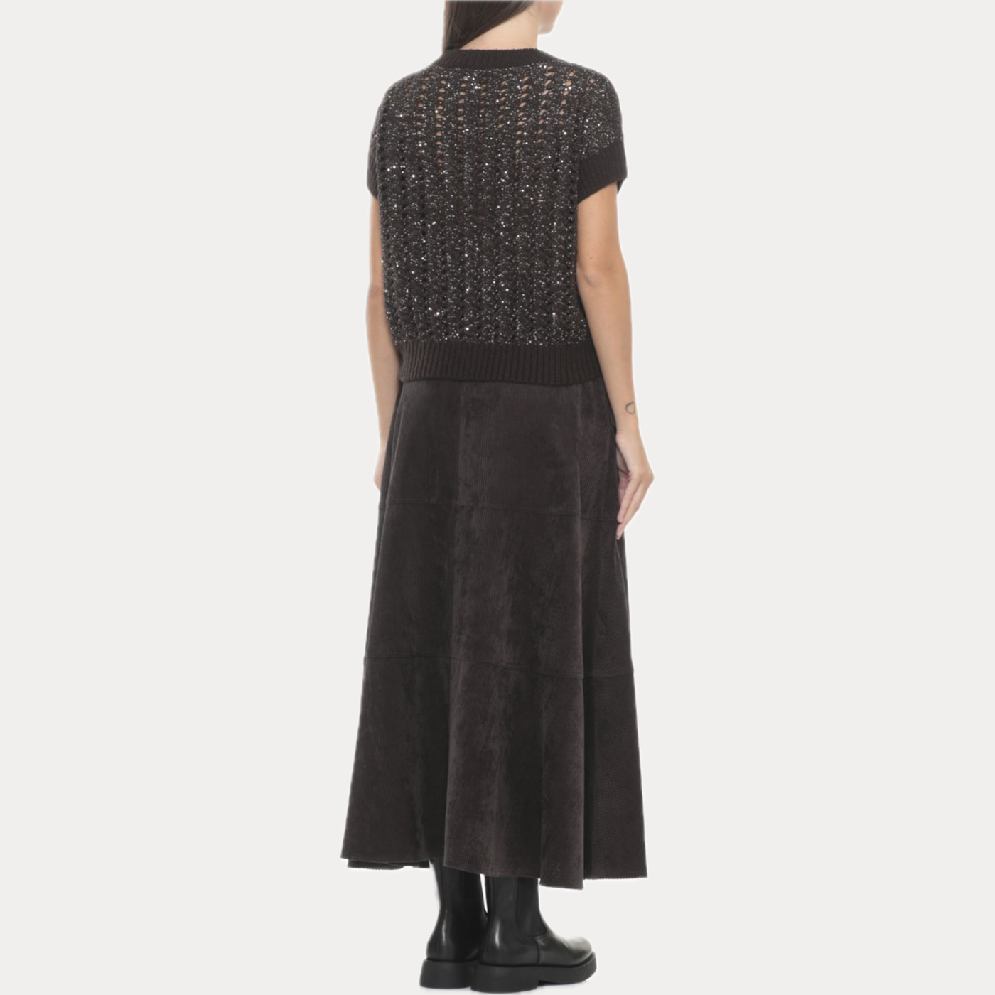 D.EXTERIOR - MAGLIA DONNA MORO MEZZA MANICA CON PAILLETTES