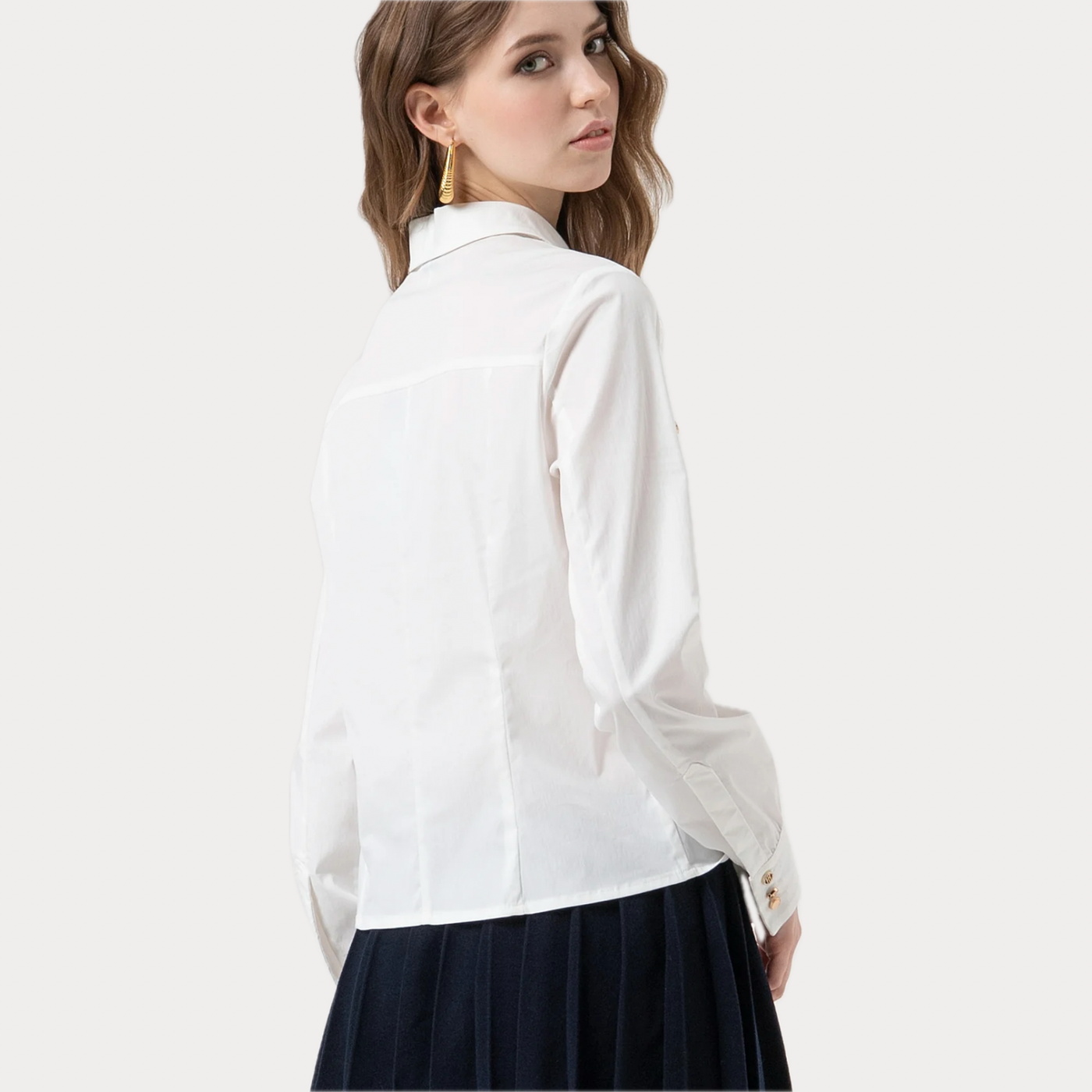 FRACOMINA - CAMICIA DONNA BIANCA REGULAR IN POPELINE STRETCH
