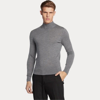 CALVIN KLEIN - MAGLIONE A MEZZO COLLO GRIGIO IN LANA