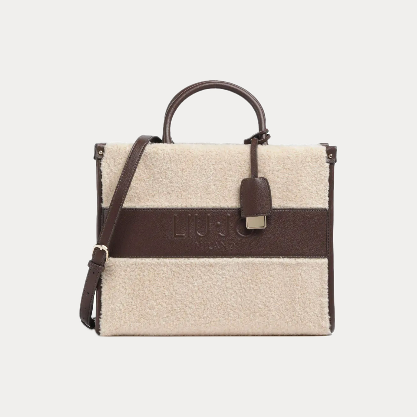 LIUJO - BORSA DONNA BICOLORE CON PELLICCIA SINTETICA