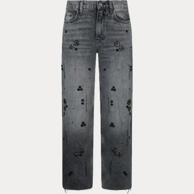 LIUJO - JEANS DONNA GRIGIO STRAIGHT CON STRASS