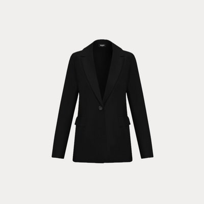 EMME MARELLA - GIACCA DONNA NERA IN INTERLOCK STRETCH