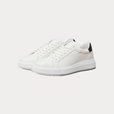 CALVIN KLEIN - SNEAKERS UOMO IN PELLE BIANCA CON LOGO MINIMAL