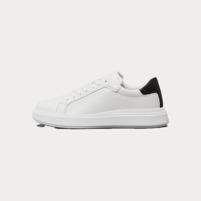 CALVIN KLEIN - SNEAKERS UOMO IN PELLE BIANCA CON LOGO MINIMAL