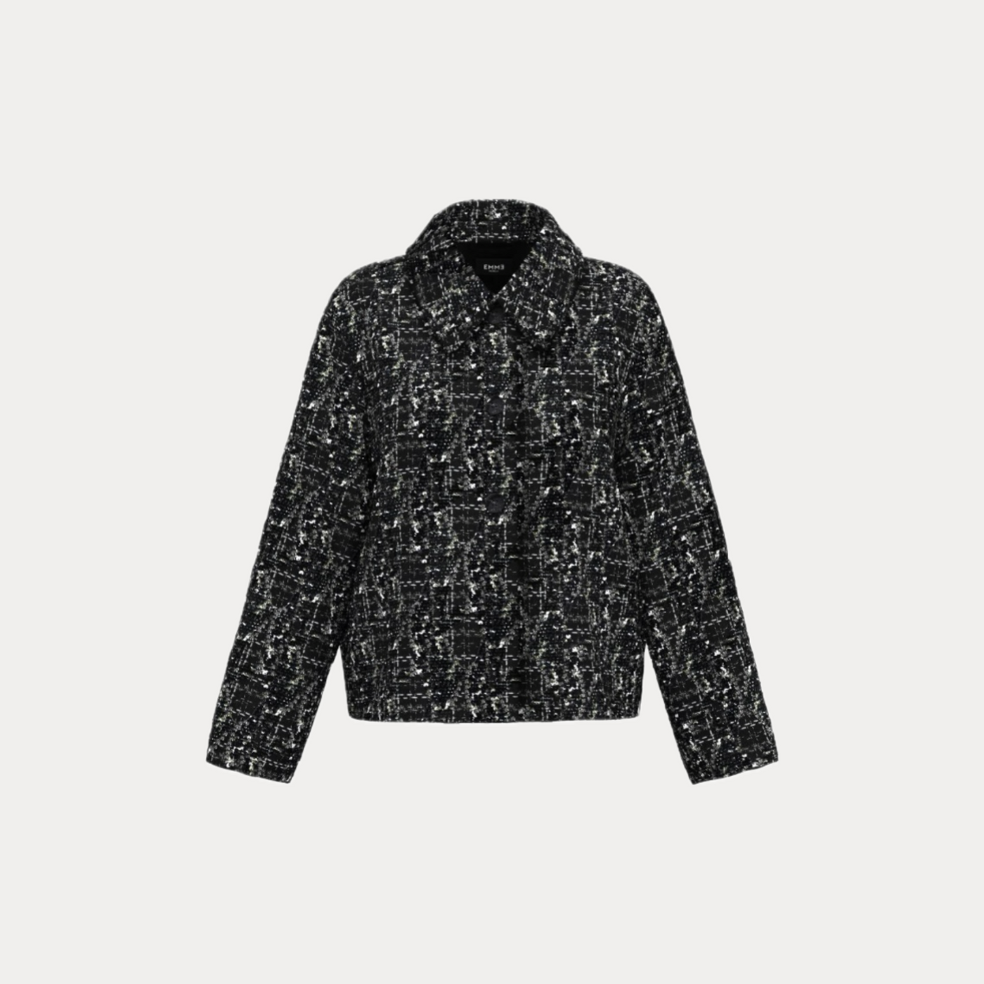 EMME MARELLA - GIACCA DONNA NERA CON PAILLETTES E LUREX RICAMATE
