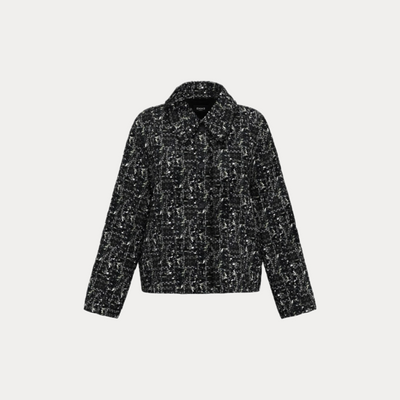 EMME MARELLA - GIACCA DONNA NERA CON PAILLETTES E LUREX RICAMATE