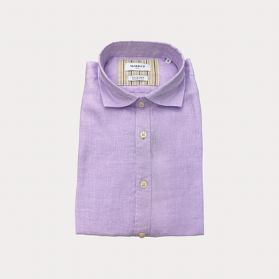 MARK UP - CAMICIA UOMO LAVANDA IN LINO CON COLLO FRANCESE