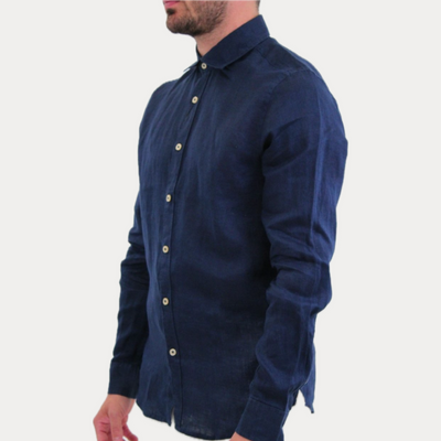 MARK UP - CAMICIA BLUE UOMO IN LINO MANICA LUNGA