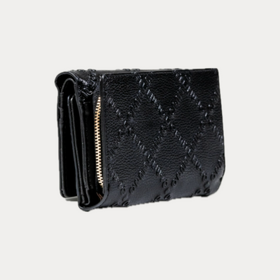 LIUJO - PORTAFOGLIO DONNA NERO GRANDE CON LOGO IN RILIEVO