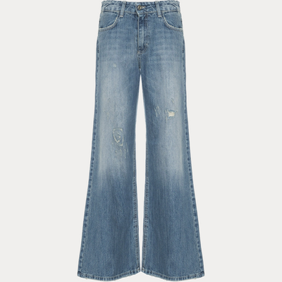 SOALLURE - JEANS DONNA RELAXED FIT A VITA BASSA CON ELASTICO