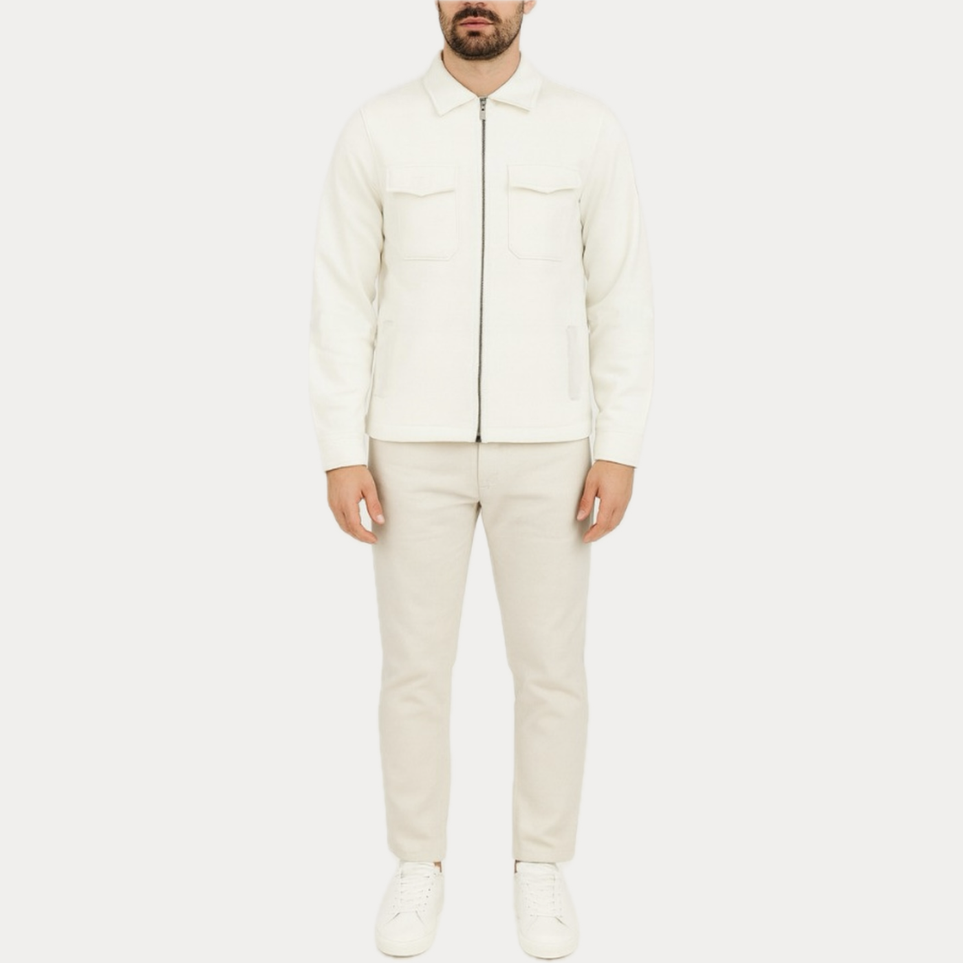 MARK UP - FELPA UOMO LATTE CON ZIP E TASCHE FRONTALI