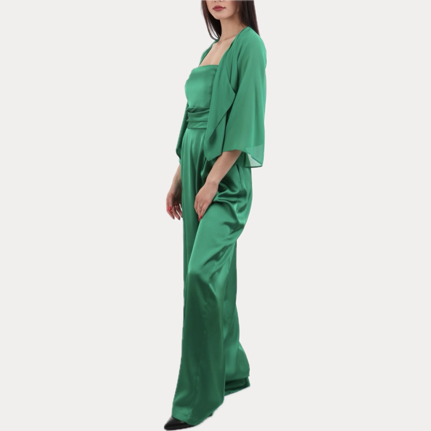 EMME MARELLA - TUTA DONNA VERDE SMERALDO IN RASO LUCIDO