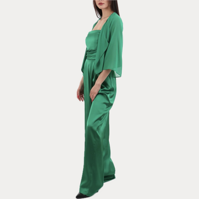 EMME MARELLA - TUTA DONNA VERDE SMERALDO IN RASO LUCIDO