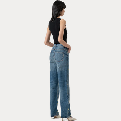 FRACOMINA - JEANS DONNA FLARE CON BORCHIE A STELLA