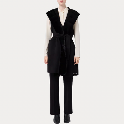 EMME MARELLA - GILET DONNA NERO CON CINTURA