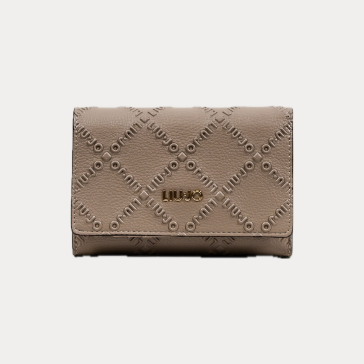 LIUJO - PORTAFOGLIO DONNA TAUPE GRANDE CON LOGO IN RILIEVO
