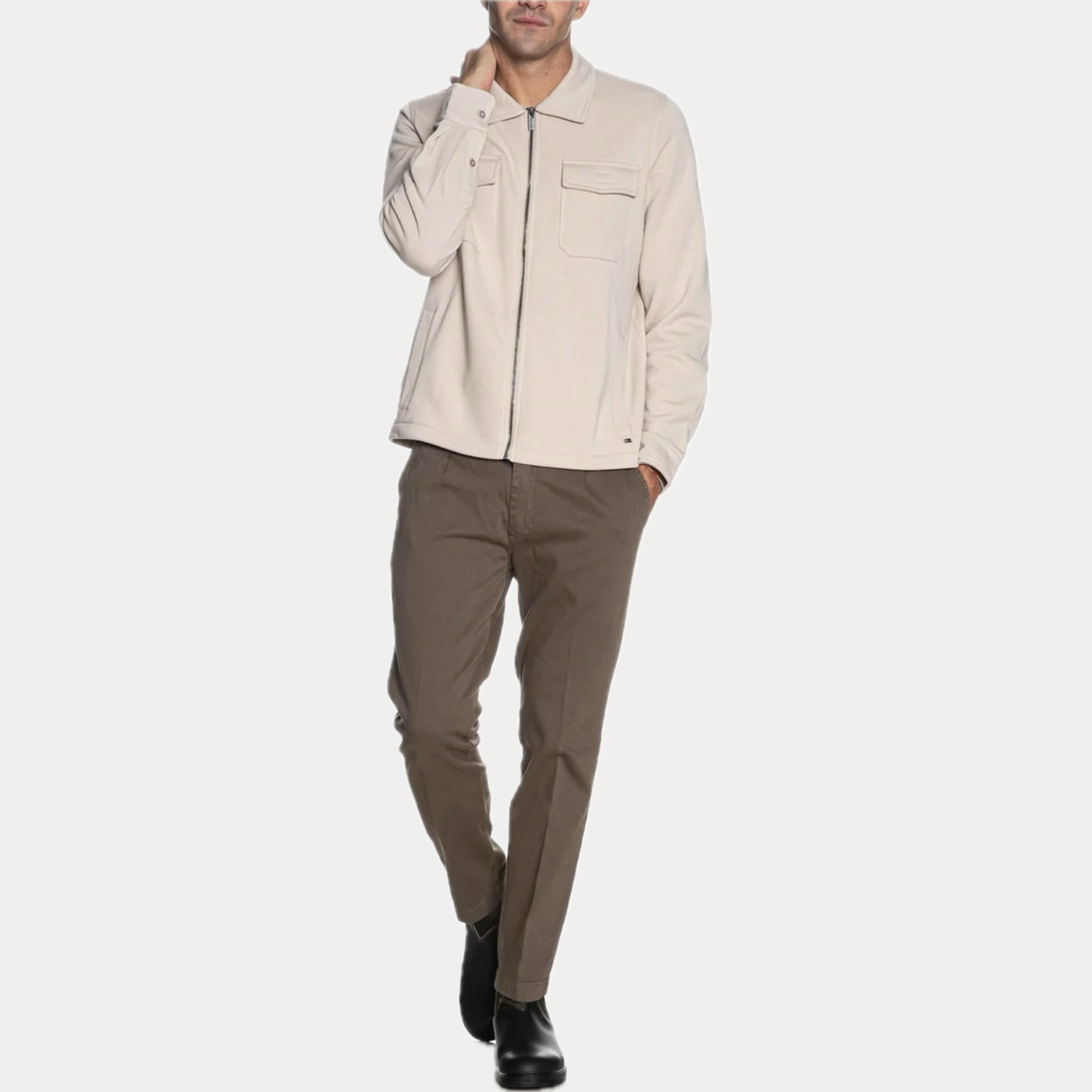 MARK UP - FELPA UOMO BEIGE CON TASCHE FRONTALI E ZIP