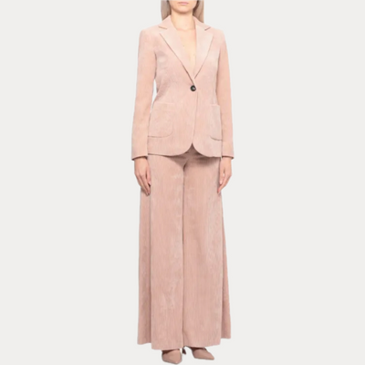 D.EXTERIOR - GIACCA DONNA BEIGE MONOPETTO IN VELLUTO A COSTE
