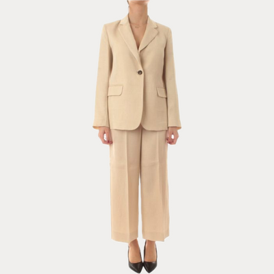 EMME MARELLA - COMPLETO BEIGE DONNA IN MISTO LINO