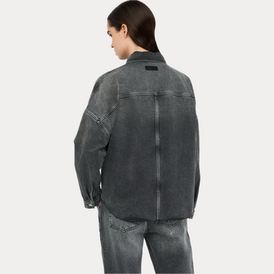 LIUJO - GIACCA DENIM DONNA GRIGIA CON STRASS
