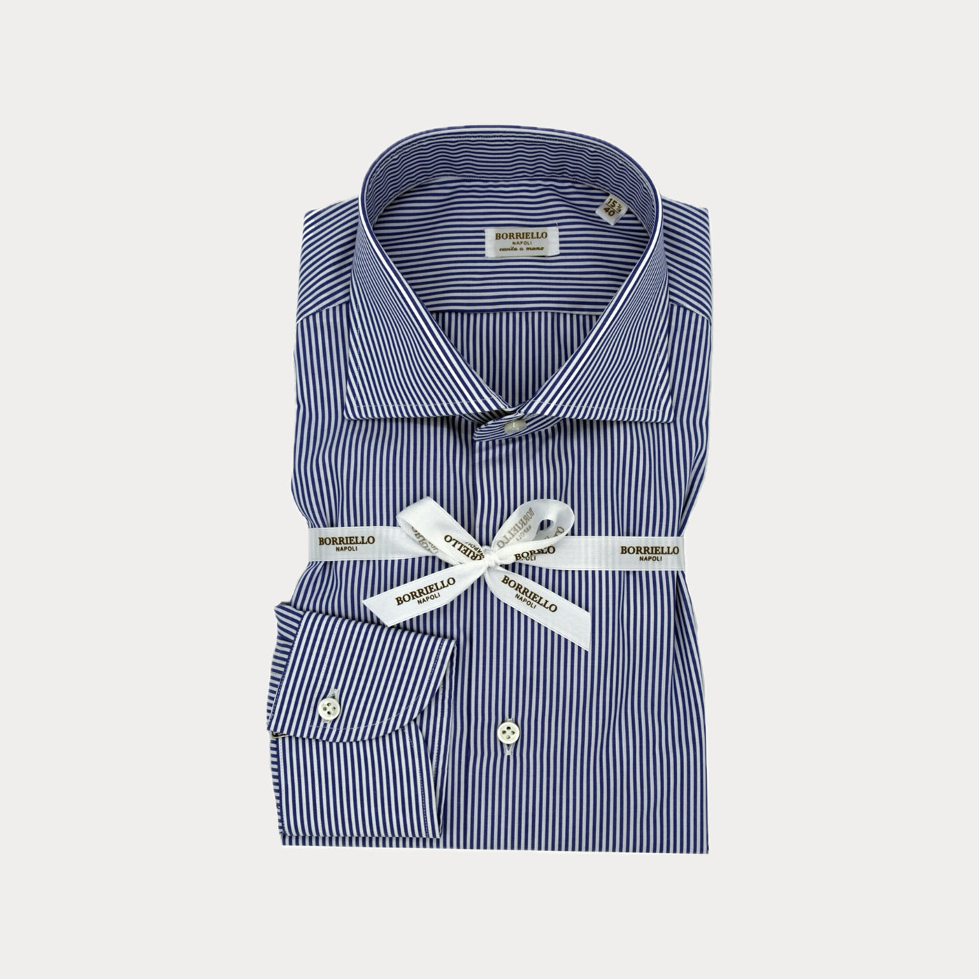 BORRIELLO - CAMICIA A RIGHE BIANCA E BLU