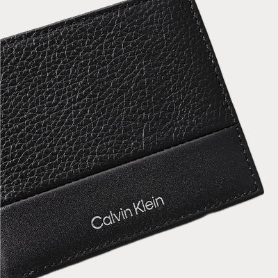 CALVIN KLEIN - PORTAFOGLIO CON PORTAMONETE IN PELLE MARTELLATA